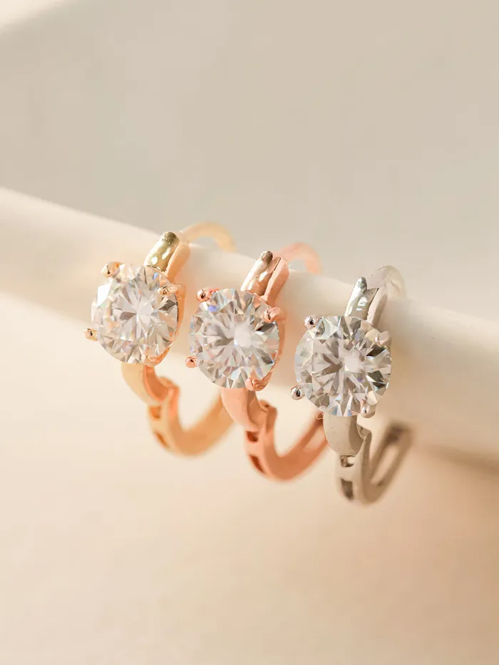 MinimalBijoux Earrings 14K 18K Gold Moissanite Round Cartilage Hoop Earring