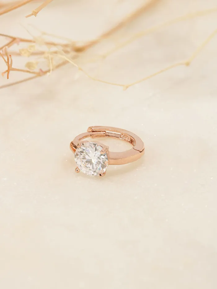 MinimalBijoux Earrings 14K 18K Gold Moissanite Round Cartilage Hoop Earring