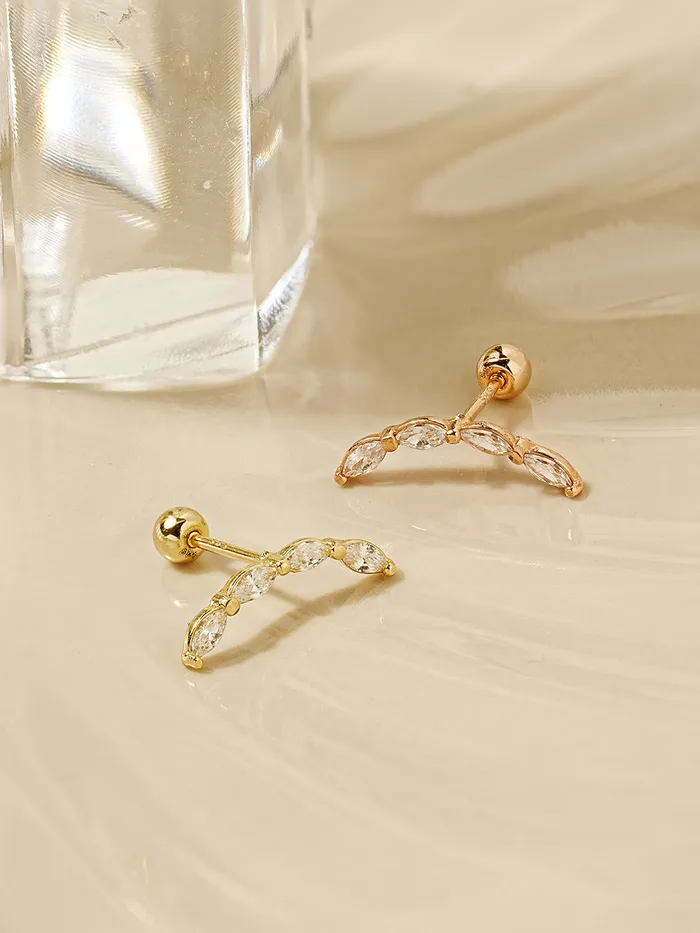 MinimalBijoux Earrings 14K Gold Branch Cubic Cartilage Earring 20G