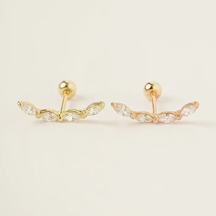 MinimalBijoux Earrings 14K Gold Branch Cubic Cartilage Earring 20G