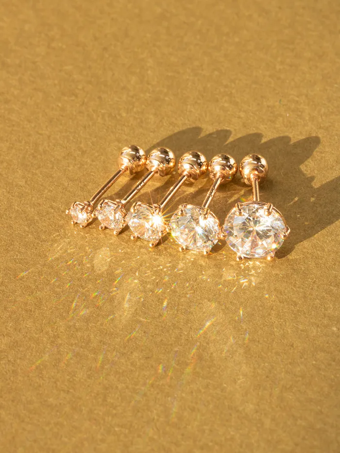 MinimalBijoux Earrings 14K Gold Daily 6 Prongs Cubic Cartilage Earring 20G