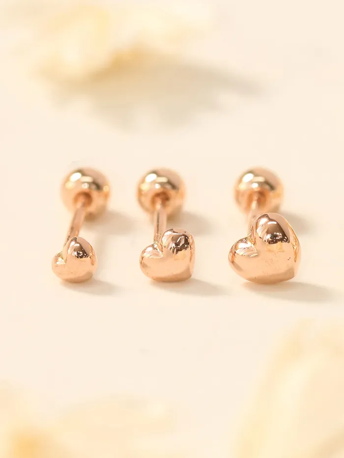 MinimalBijoux Earrings 14K Gold Minimi Bean Heart Cartilage Earring 20G18G16G