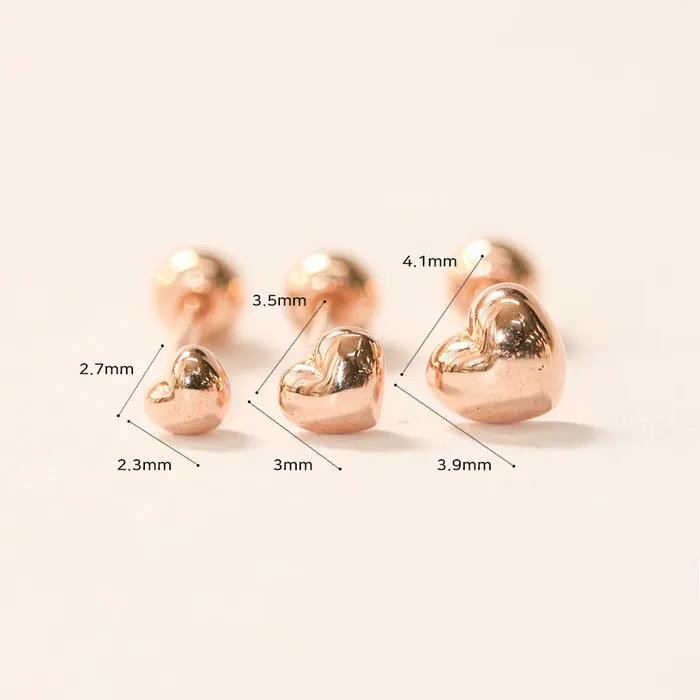 MinimalBijoux Earrings 14K Gold Minimi Bean Heart Cartilage Earring 20G18G16G