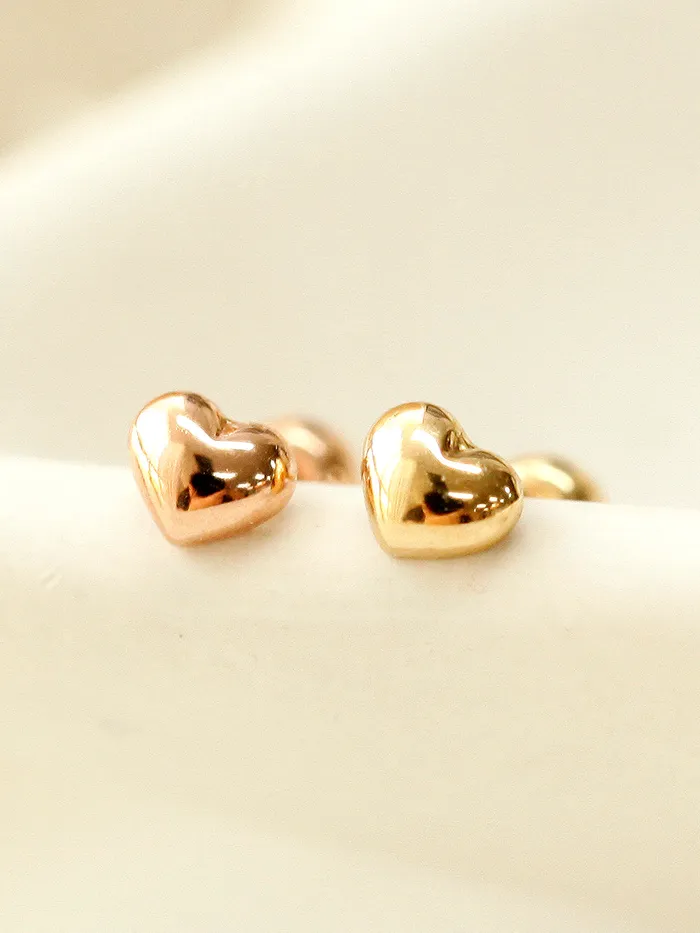 MinimalBijoux Earrings 14K Gold Minimi Bean Heart Cartilage Earring 20G18G16G