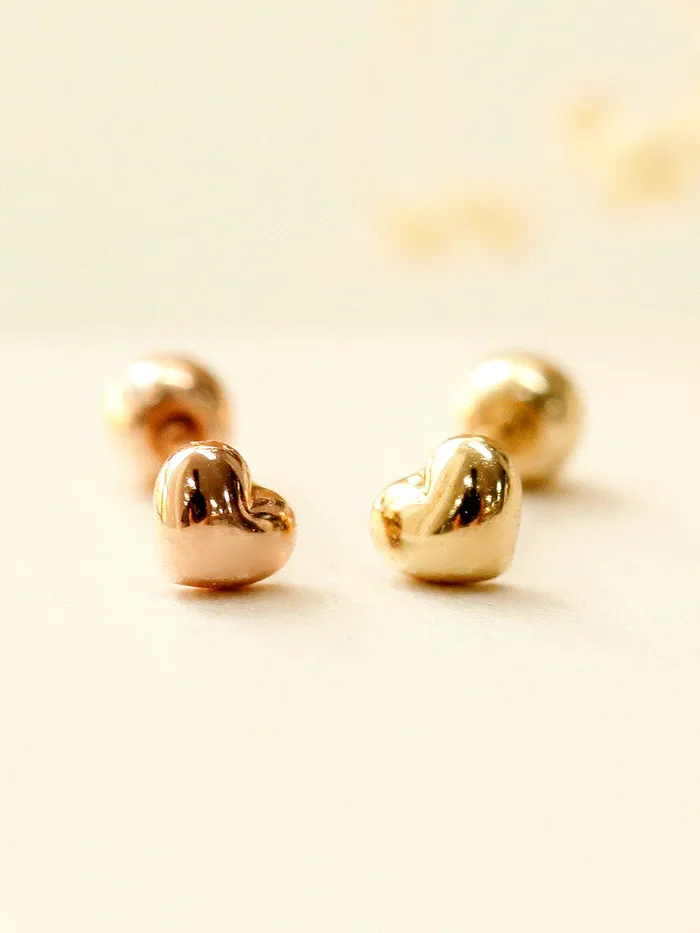 MinimalBijoux Earrings 14K Gold Minimi Bean Heart Cartilage Earring 20G18G16G