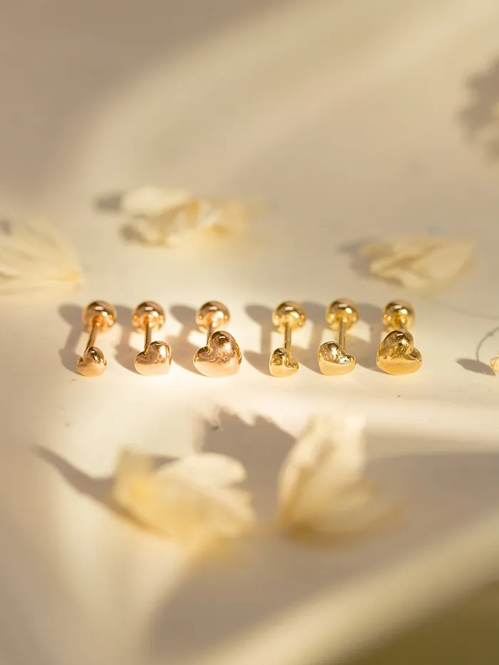 MinimalBijoux Earrings 14K Gold Minimi Bean Heart Cartilage Earring 20G18G16G