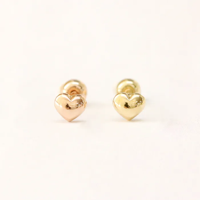 MinimalBijoux Earrings 14K Gold Minimi Bean Heart Cartilage Earring 20G18G16G