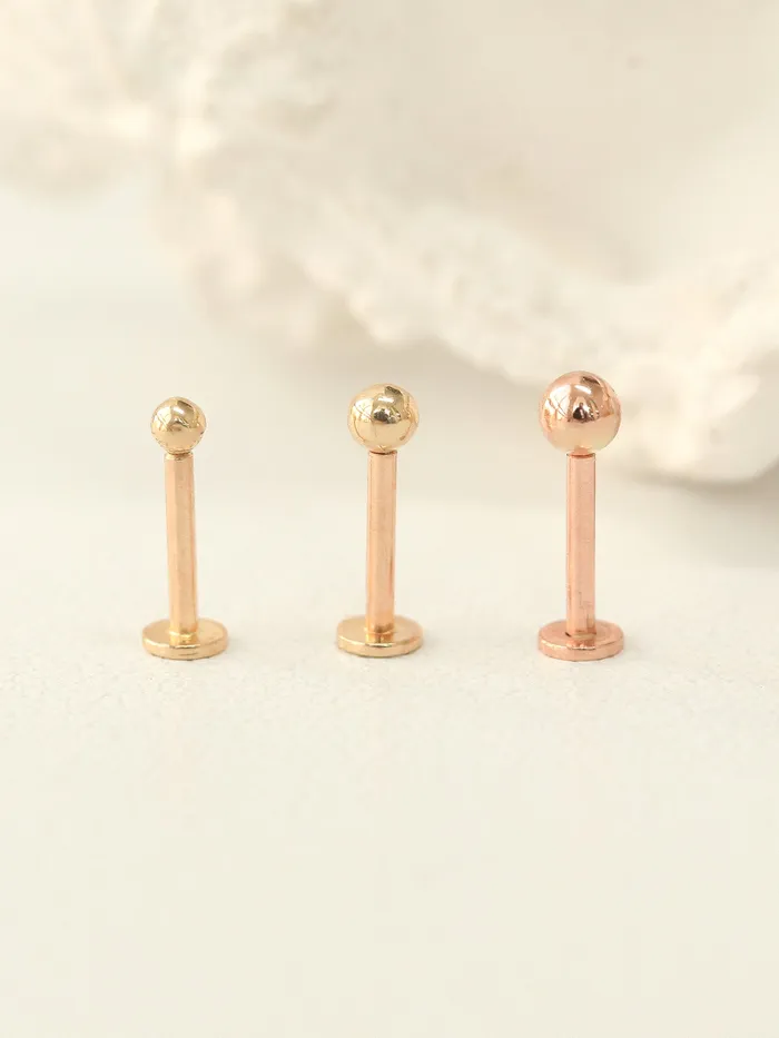 MinimalBijoux PreStyled Sets 14K Gold Internally Threaded Mini Ball Labret Piercing 2mm 25mm 3mm 18G16G