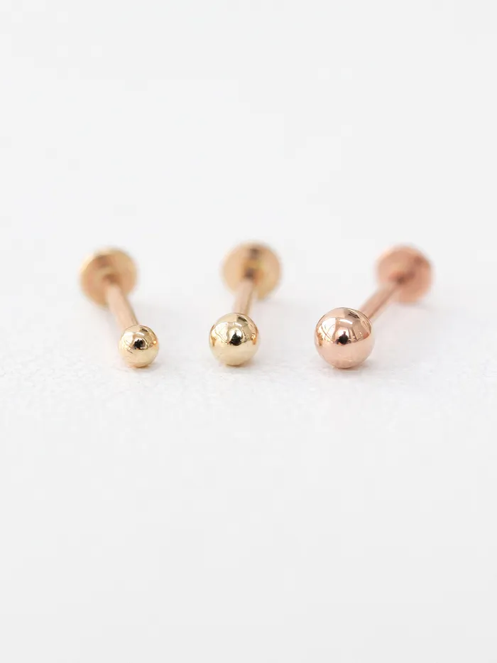 MinimalBijoux PreStyled Sets 14K Gold Internally Threaded Mini Ball Labret Piercing 2mm 25mm 3mm 18G16G