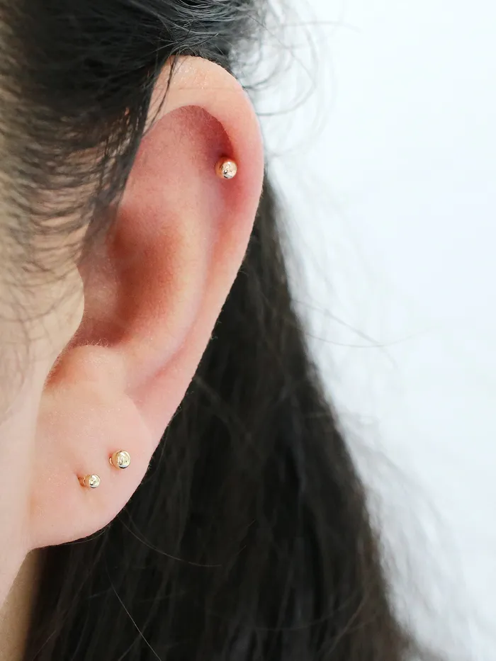 MinimalBijoux PreStyled Sets 14K Gold Internally Threaded Mini Ball Labret Piercing 2mm 25mm 3mm 18G16G