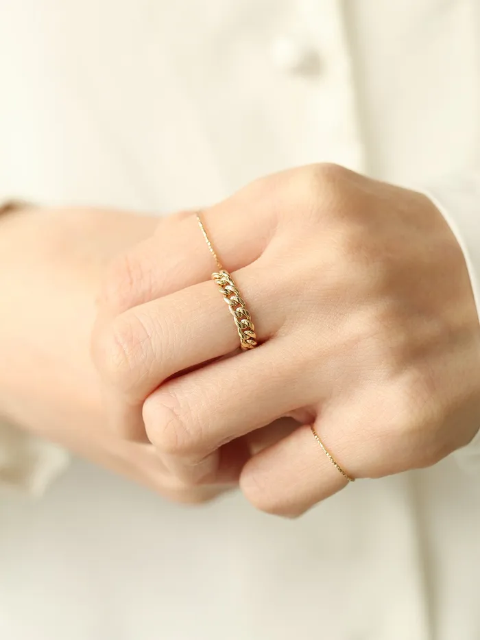 MinimalBijoux Rings 14K 18K Gold Volume Chain Ring