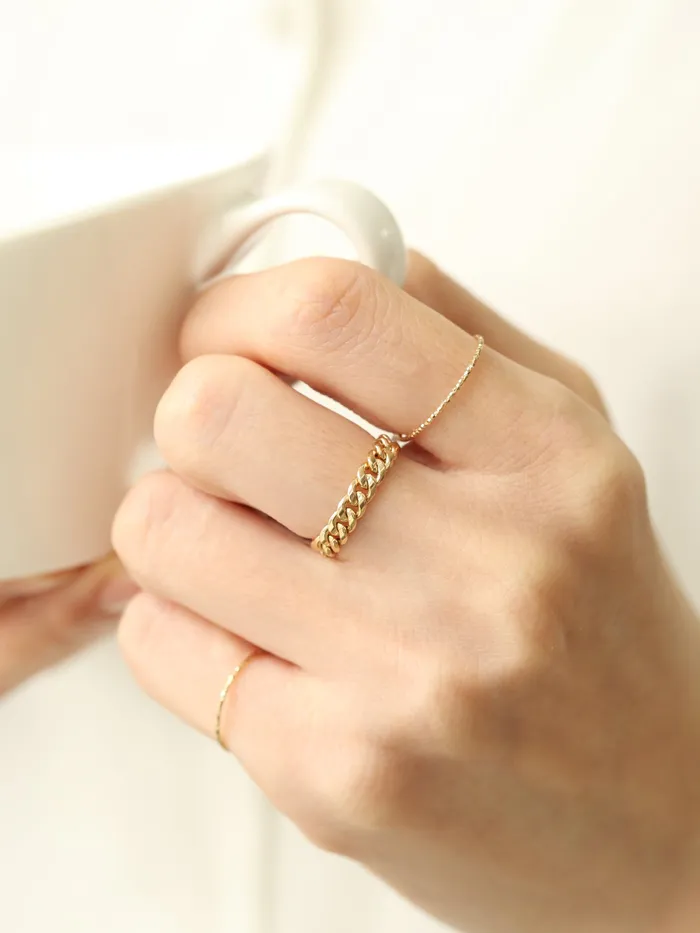 MinimalBijoux Rings 14K 18K Gold Volume Chain Ring
