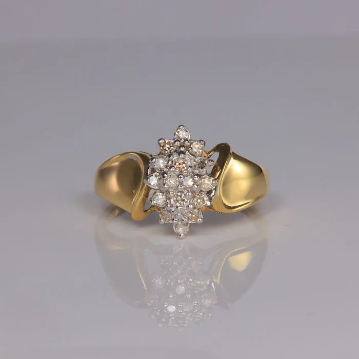 Moriartys Gem Art 10K Yellow Gold Diamond Cluster Ring 16 Carats Rings