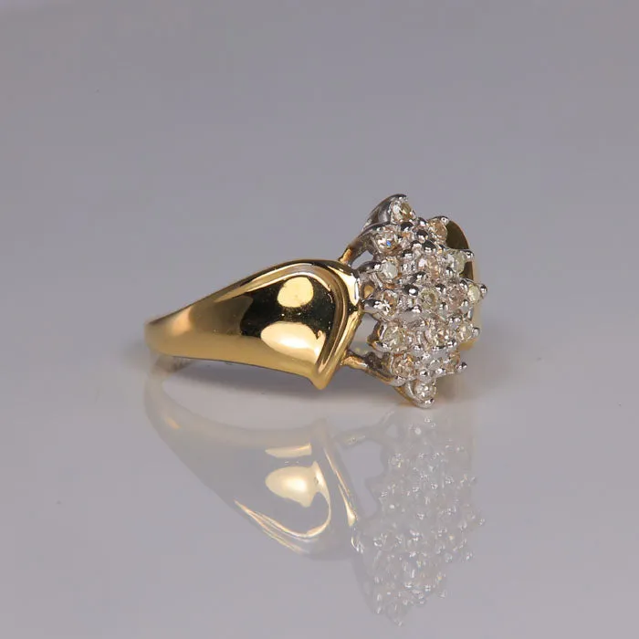 Moriartys Gem Art 10K Yellow Gold Diamond Cluster Ring 16 Carats Rings