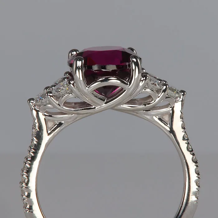Moriartys Gem Art 14K White Gold Round Brilliant Garnet and Diamond Ring 342 Carats Rings