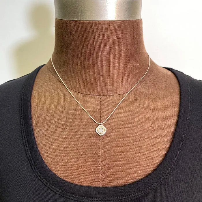 Moriartys Gem Art Necklaces 14K White Rose Gold One Carat Total Weight Princess Cut Diamond Pendant