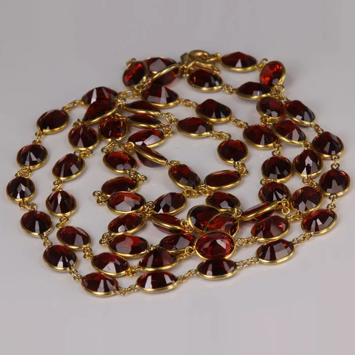 Moriartys Gem Art Necklaces 14K Yellow Gold Bezel Set Garnet Necklace 50 Carats