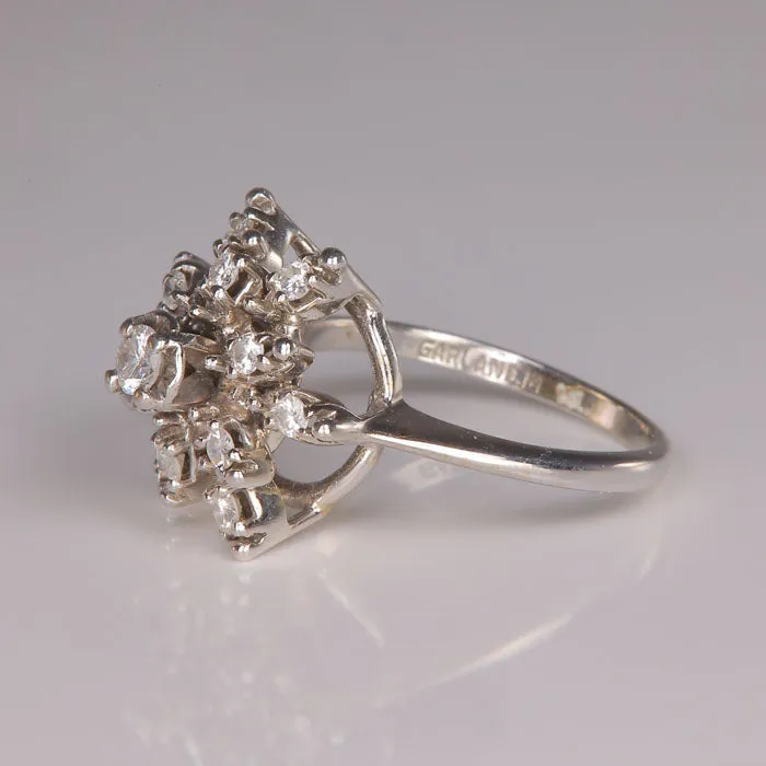 Moriartys Gem Art Rings 14K White Gold Diamond Sunburst Ring 42 Carats