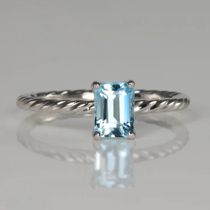 Moriartys Gem Art Rings 14K White Gold Emerald Cut Aquamarine Ring 105 Carats Moriartys Gem Art Rings 14K White Gold Emerald Cut Aquamarine Ring 105 Carats