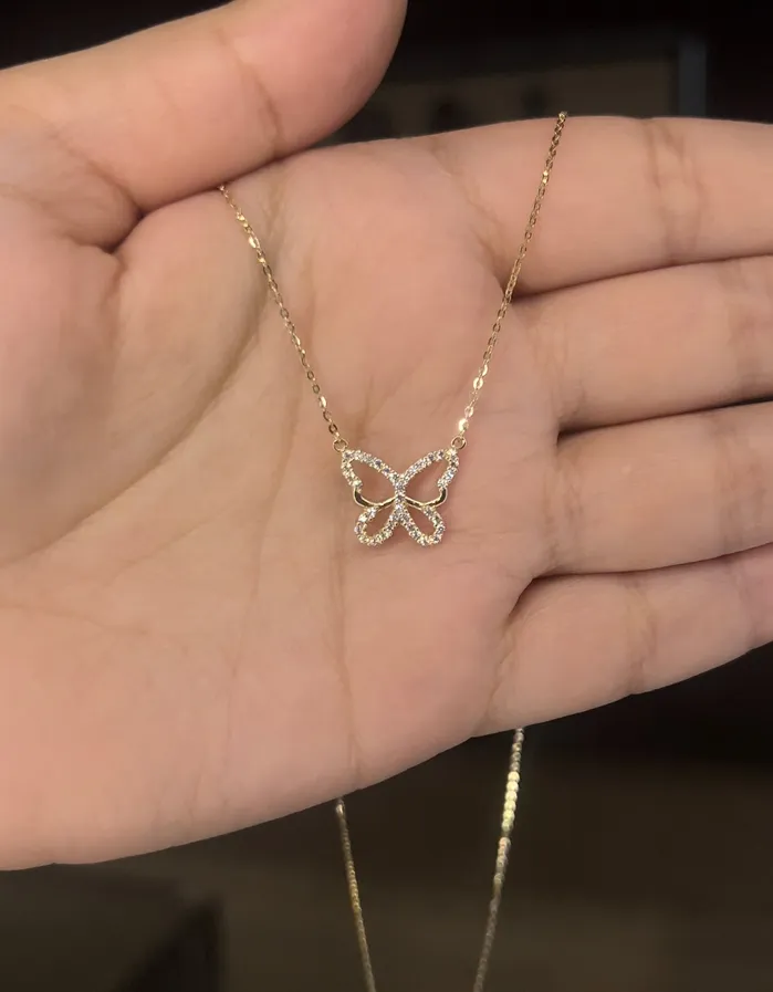 Necklaces AB and J 14K Gold Womens Butterfly Necklace NK106