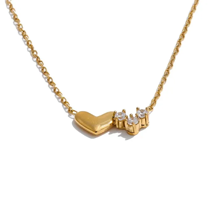 Necklaces Mabel Love Co Gold Heart Cubic Zirconia Necklace