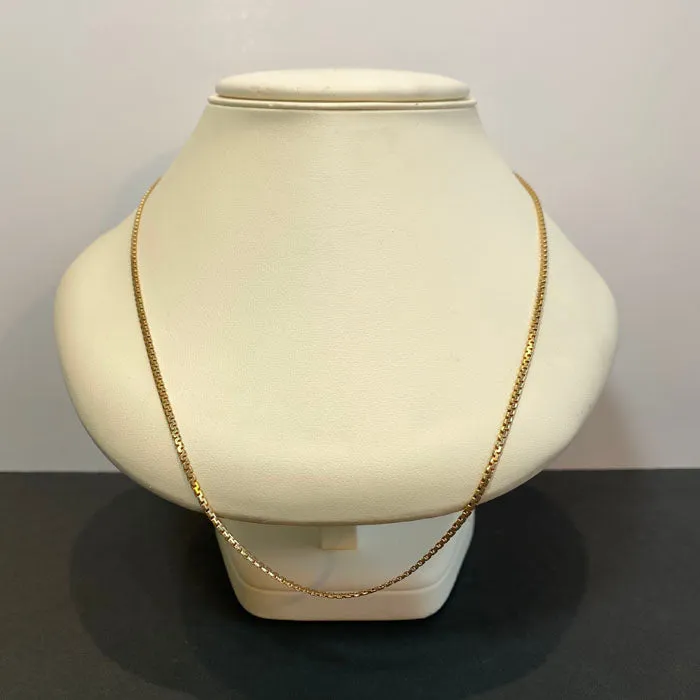 Necklaces Moriartys Gem Art 14K Yellow Gold Flat Box Chain Necklace