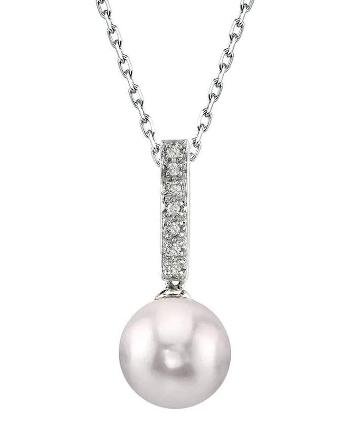 Necklaces SPT Akoya Pearl Dangling Diamond Pendant