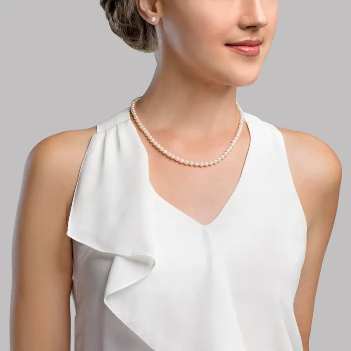 Necklaces SPT Japanese Akoya White Pearl Necklace 5055mm AA Quality
