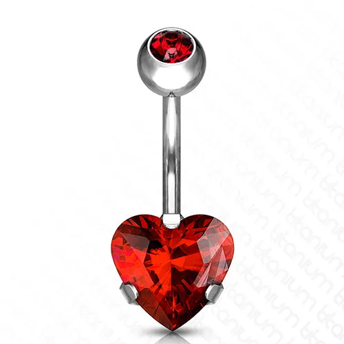 Necklaces Tulsa Body Jewelry Heart CZ Titanium Belly Barbell