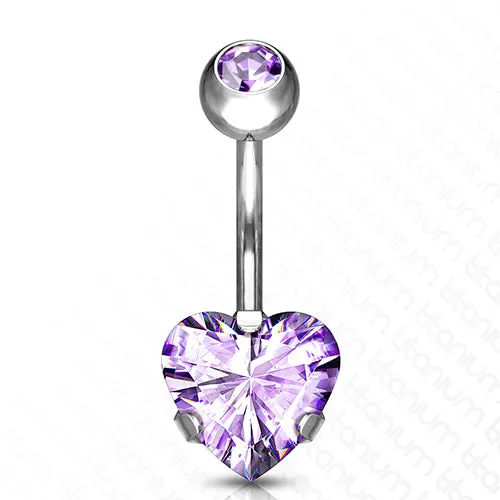 Necklaces Tulsa Body Jewelry Heart CZ Titanium Belly Barbell Necklaces Tulsa Body Jewelry Heart CZ Titanium Belly Barbell