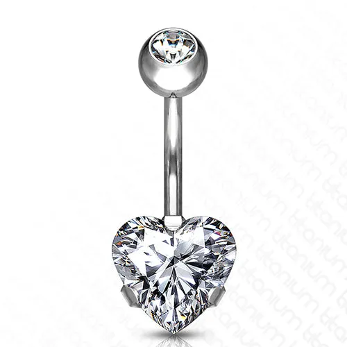 Necklaces Tulsa Body Jewelry Heart CZ Titanium Belly Barbell Necklaces Tulsa Body Jewelry Heart CZ Titanium Belly Barbell