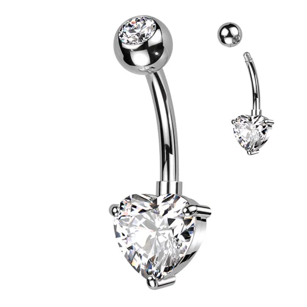 Necklaces Tulsa Body Jewelry Heart CZ Titanium Belly Barbell Necklaces Tulsa Body Jewelry Heart CZ Titanium Belly Barbell