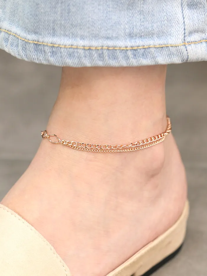 PreStyled Sets 14K 18K Gold Half Cutting Twist Coin Chain Anklet MinimalBijoux