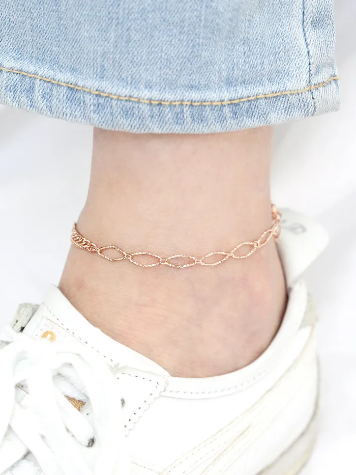 PreStyled Sets 14K 18K Gold Half Cutting Twist Coin Chain Anklet MinimalBijoux