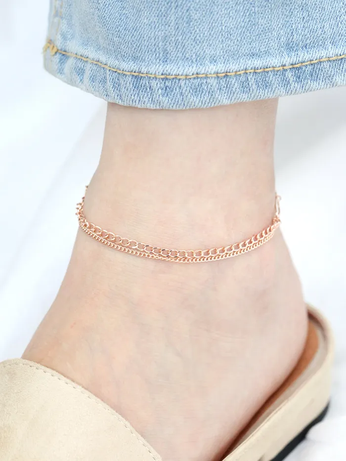 PreStyled Sets 14K 18K Gold Half Cutting Twist Coin Chain Anklet MinimalBijoux