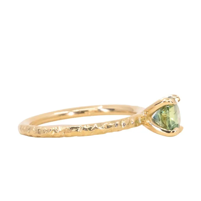 PreStyled Sets CALEB QUASHEN 108ct Round Parti Madagascar Untreated Sapphire Evergreen Carved Solitaire in 18k Yellow Gold