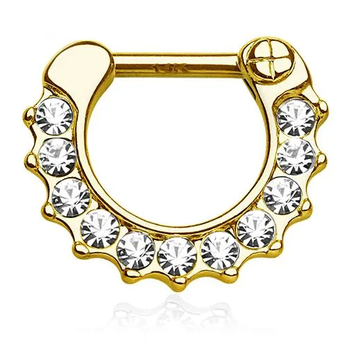 PreStyled Sets CZ Paved Yellow 14k Gold Septum Clicker Tulsa Body Jewelry