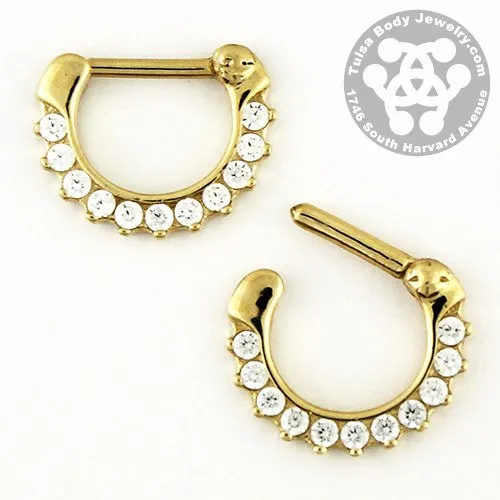 PreStyled Sets CZ Paved Yellow 14k Gold Septum Clicker Tulsa Body Jewelry PreStyled Sets CZ Paved Yellow 14k Gold Septum Clicker Tulsa Body Jewelry
