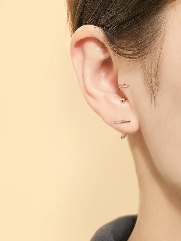 PreStyled Sets MinimalBijoux 14K Gold Stick Bar Curve Piercing 20G