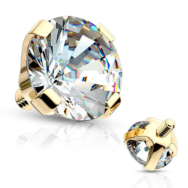 PreStyled Sets Tulsa Body Jewelry 14g Prong CZ Yellow 14k Gold End