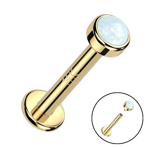 PreStyled Sets Tulsa Body Jewelry 16g Bezel Opal Yellow 14k Gold Labret