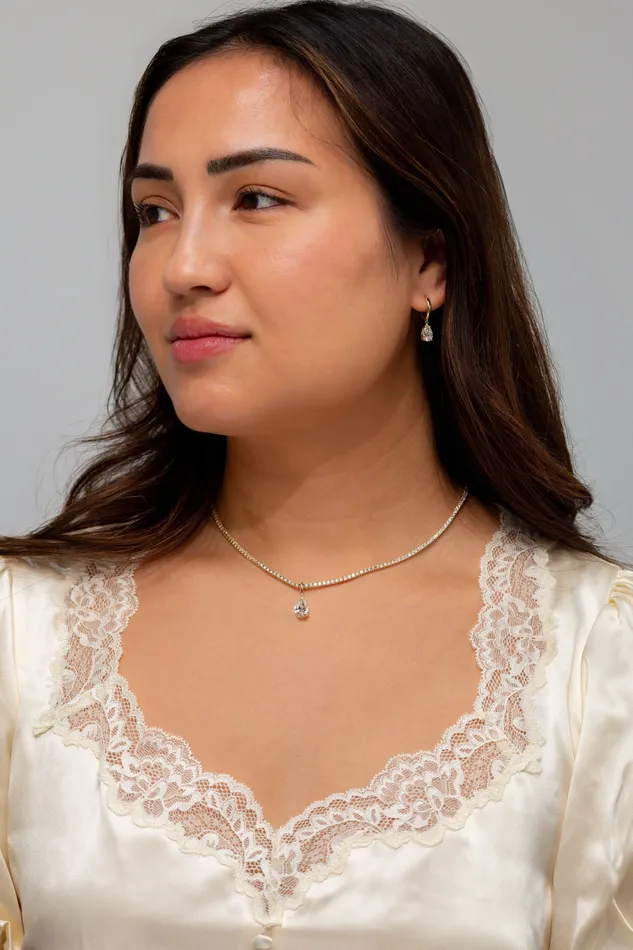 Princess Bride Diamonds Necklaces Pear Lab Diamond Tennis Necklace
