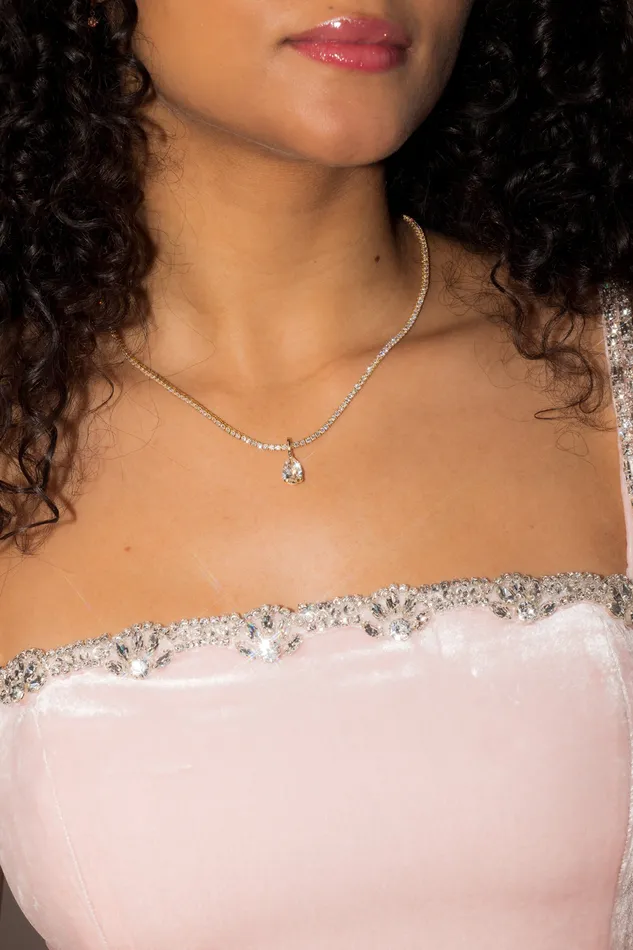 Princess Bride Diamonds Necklaces Pear Lab Diamond Tennis Necklace