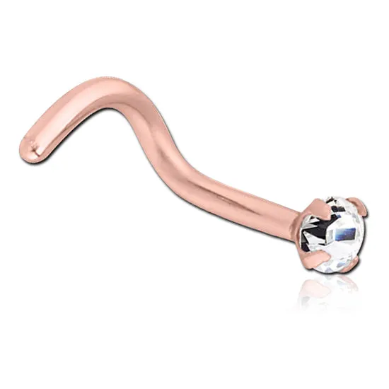Prong CZ Rose Gold Nostril Screw Tulsa Body Jewelry Earrings