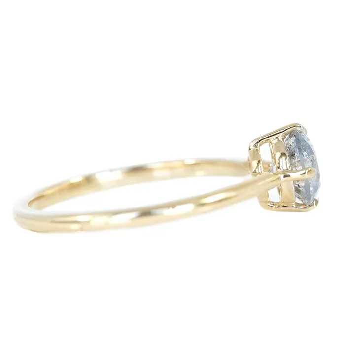 Rings 090ct Round Salt And Pepper Diamond Ring 4 Prong Compass Set In 14k Yellow Gold Anueva Jewelry