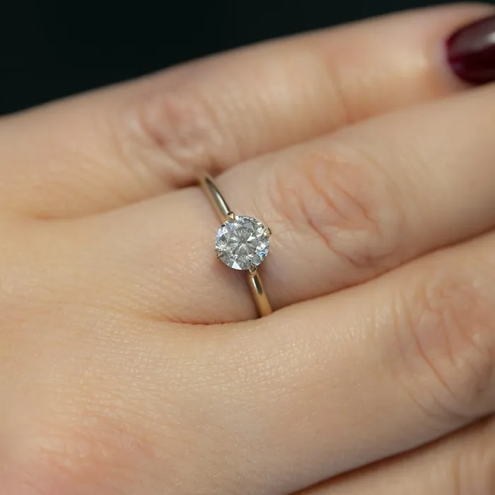 Rings 090ct Round Salt And Pepper Diamond Ring 4 Prong Compass Set In 14k Yellow Gold Anueva Jewelry