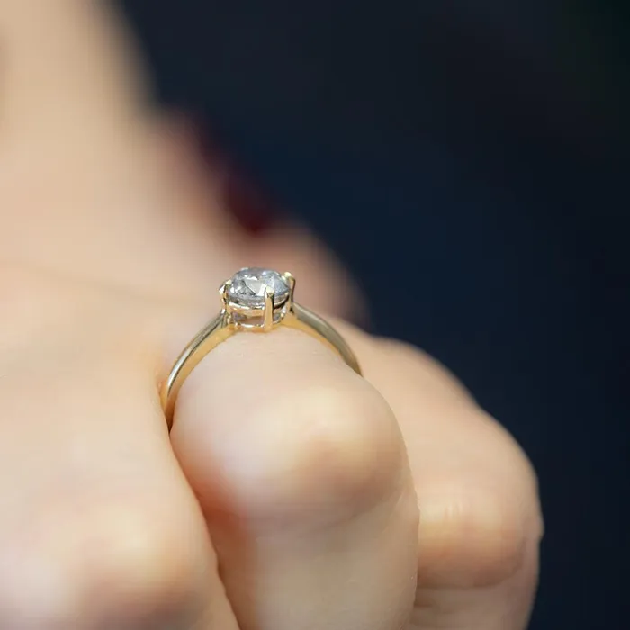 Rings 090ct Round Salt And Pepper Diamond Ring 4 Prong Compass Set In 14k Yellow Gold Anueva Jewelry