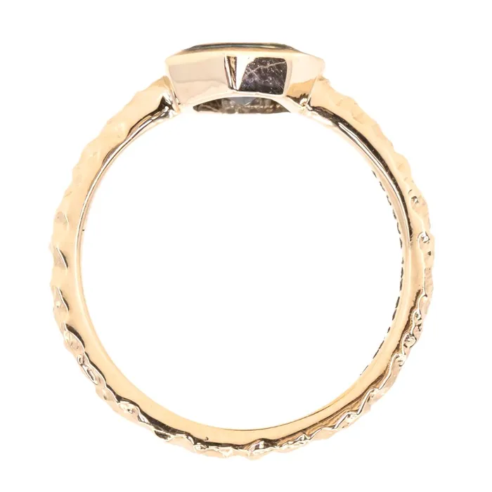 Rings 129ct Geo Slice Parti Blue Sapphire Evergreen Low Profile Bezel Solitaire Ring in 14k Yellow Gold Discovery Gems