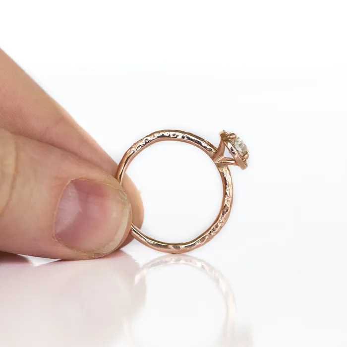 Rings Anueva Jewelry 060ct Old European Cut Antique Diamond in Rose Gold Halo and Evergreen Band