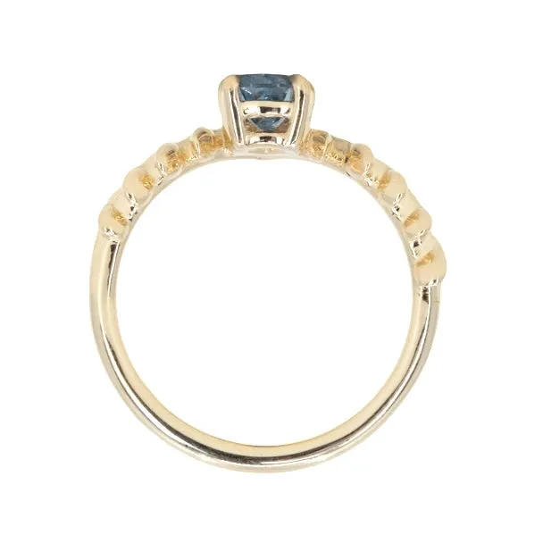Rings Anueva Jewelry 085ct Blue Pear Sapphire Pointed Vine Prong Set Ring in 14k yellow gold
